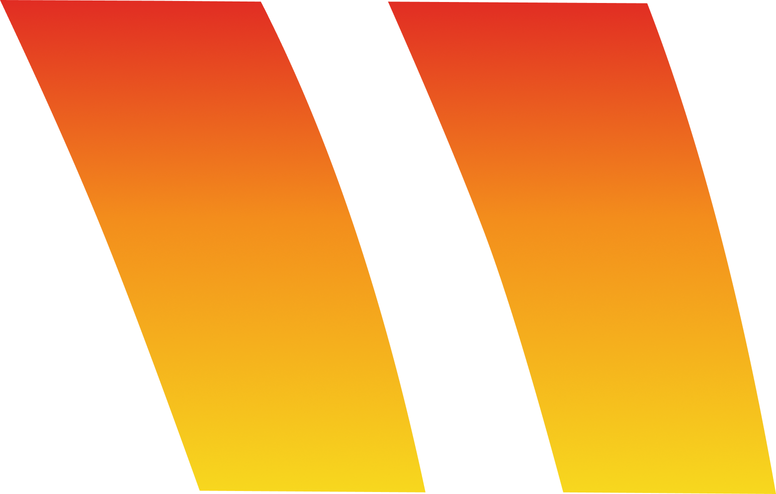 Large stylized quotation marks with a red to yellow gradient fill on a transparent background.
