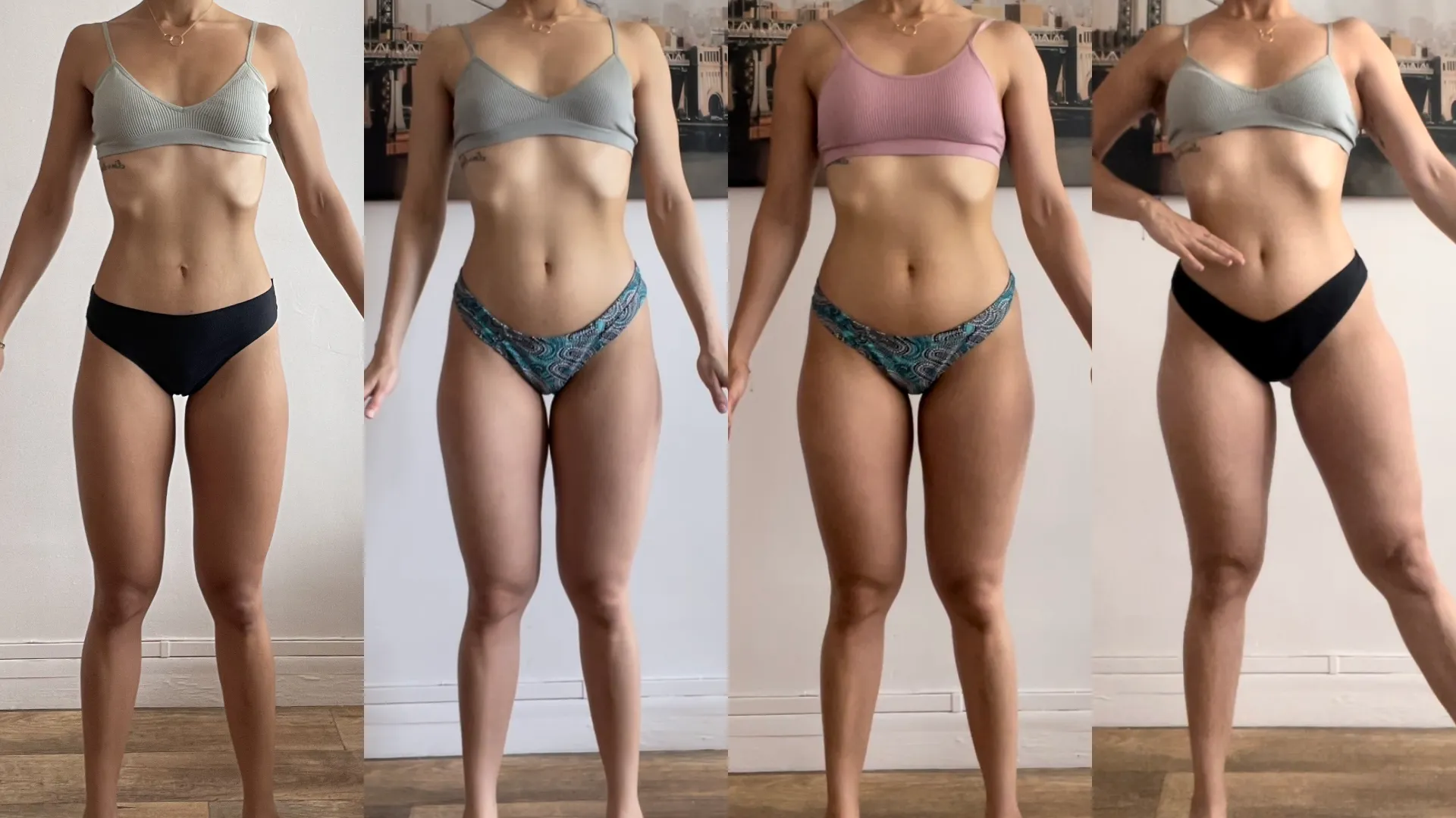 Évolution physique d'une femme en prise de masse.