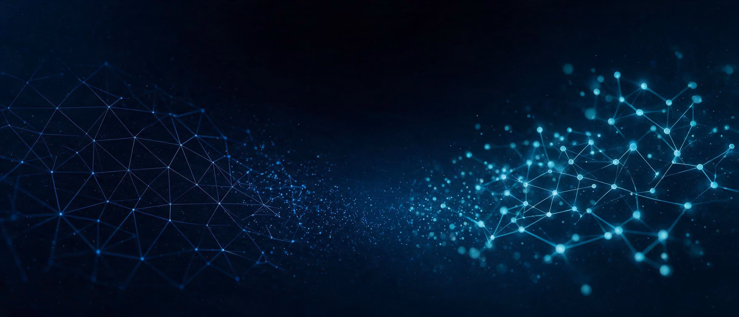 Abstract network of glowing connected nodes on a dark background
