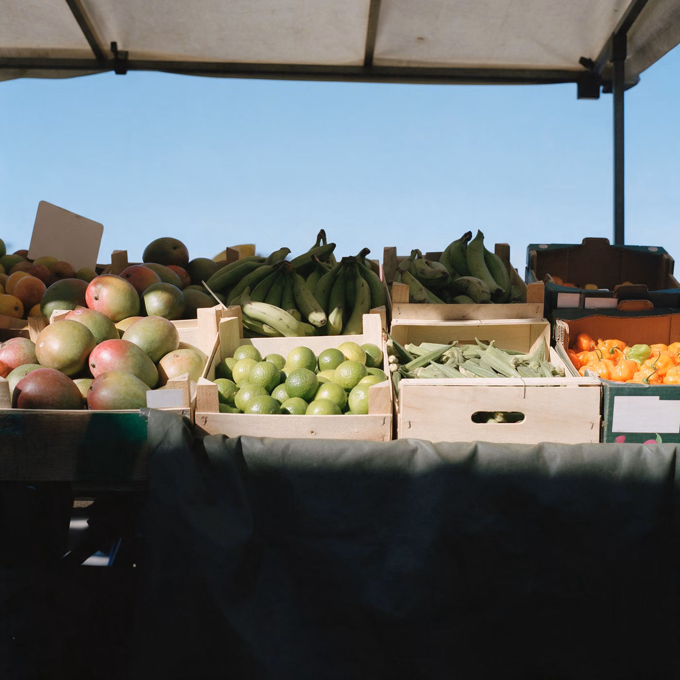 IT support Brixton: fruit and vegetables on a Brixton market stall