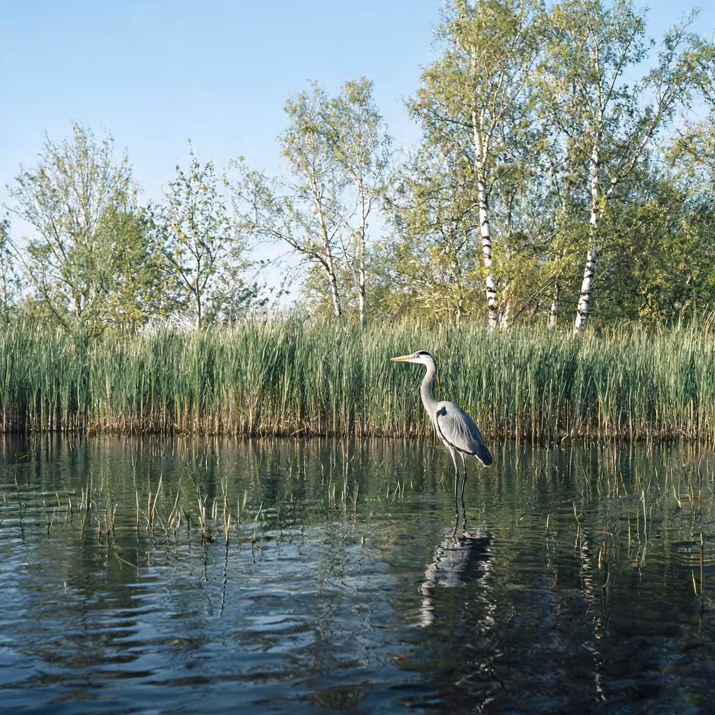 IT support Fleet: a grey heron at Fleet Pond nature reserve