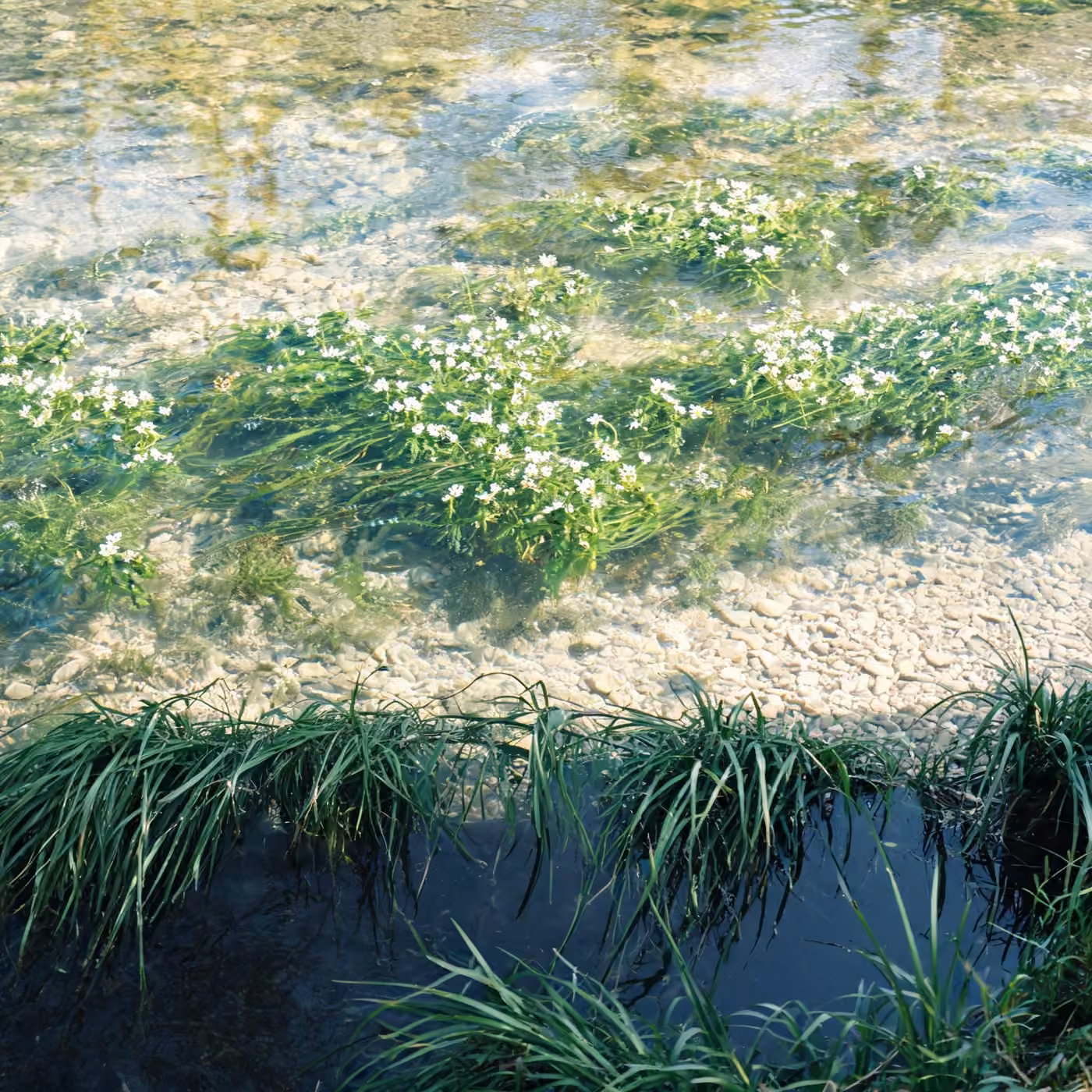 IT support Basingstoke: water crowfoot in flower in the River Loddon