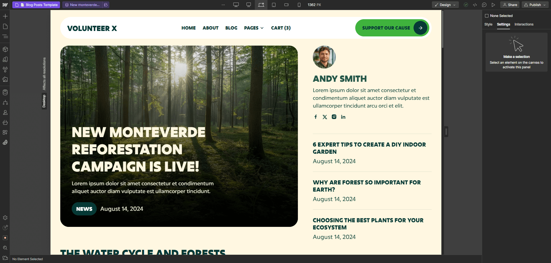 Volunteer X Webflow Template - and Ui Kit CMS Page