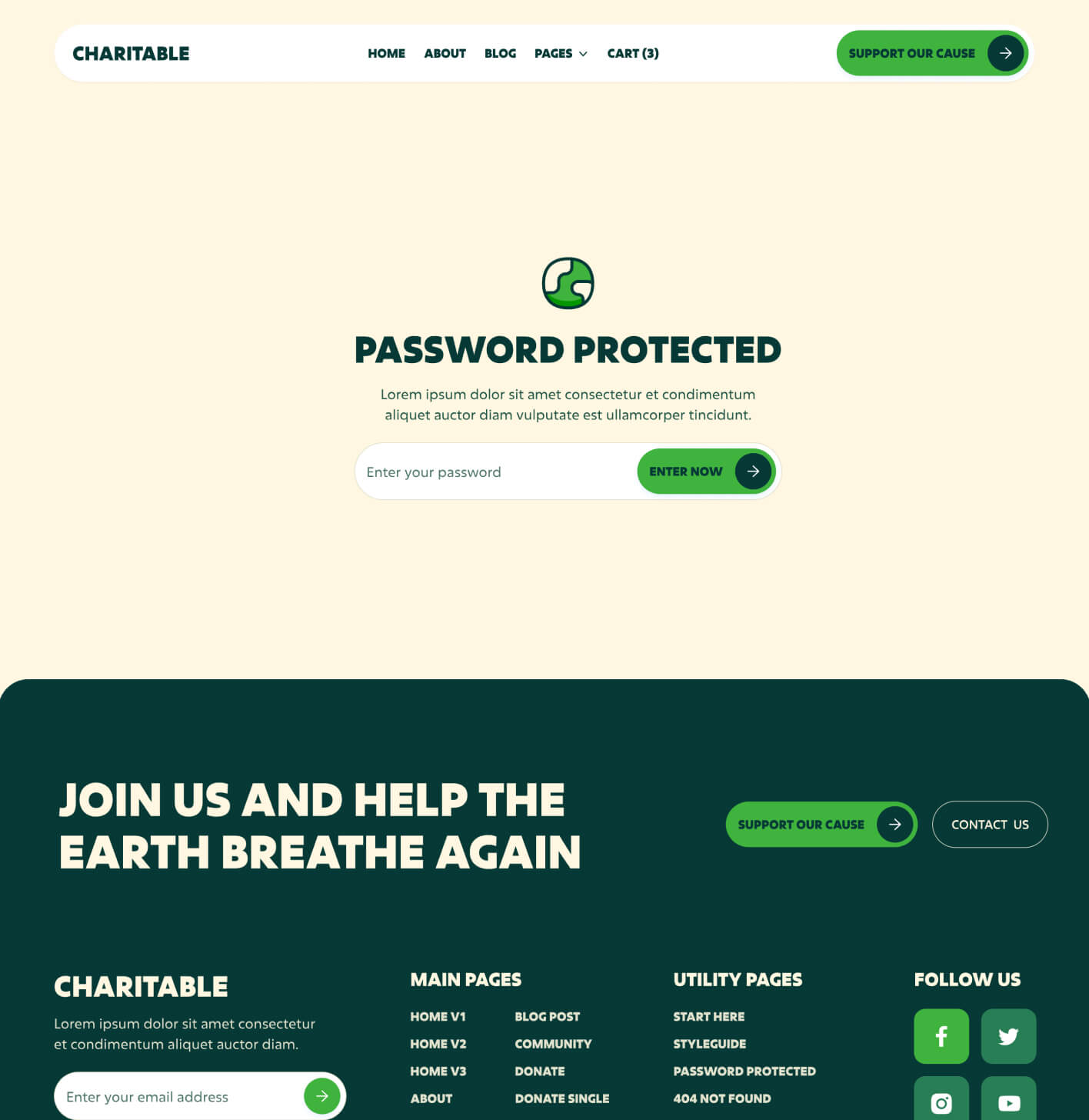 Charitable - Password Protected Page - Nonprofit Webflow Template
