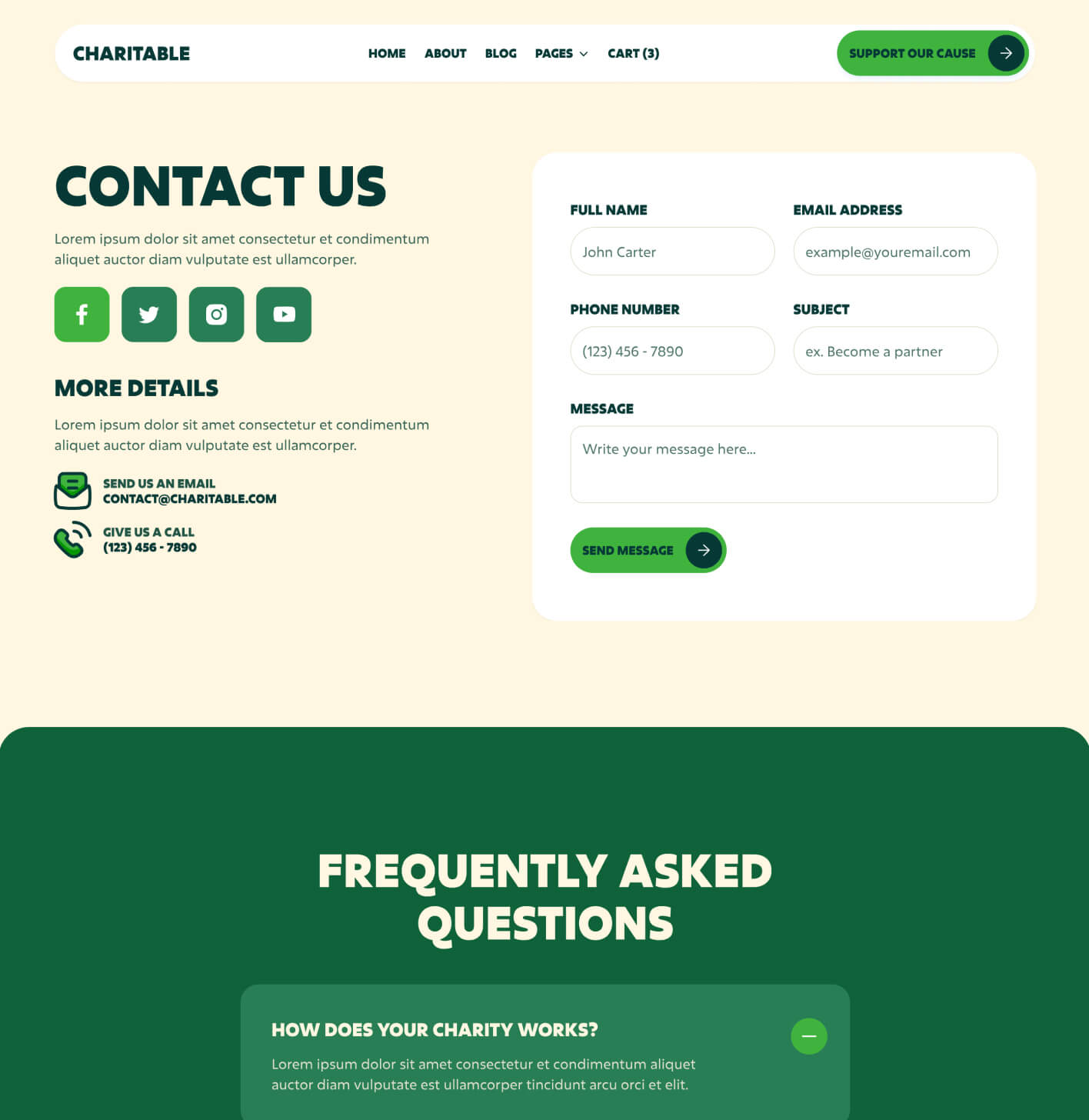 Charitable - Contact V2 Page - Nonprofit Webflow Template