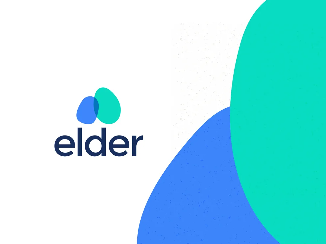 Elder logo in a composition with branding elements on the right side