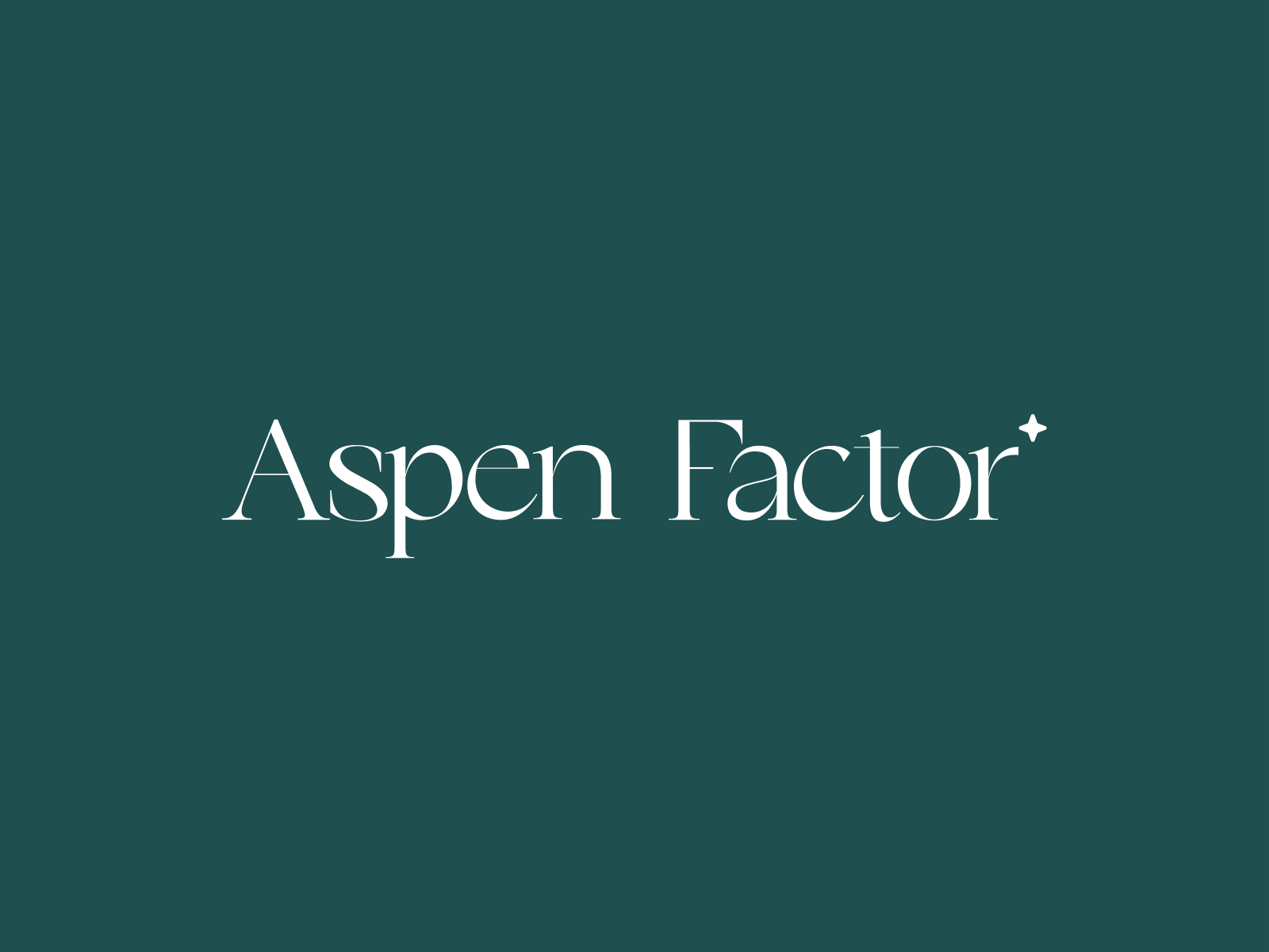  the Aspen Factor logo in white on a dark green background