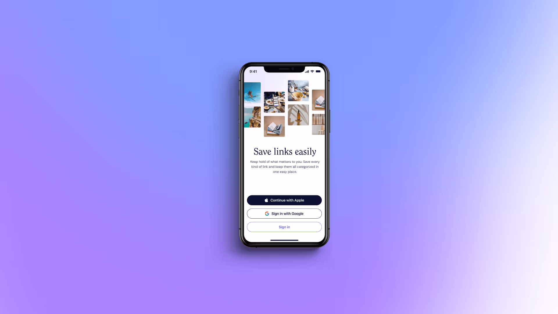 Mockup of an iPhone on a gradient background with the login screen of Jota app.