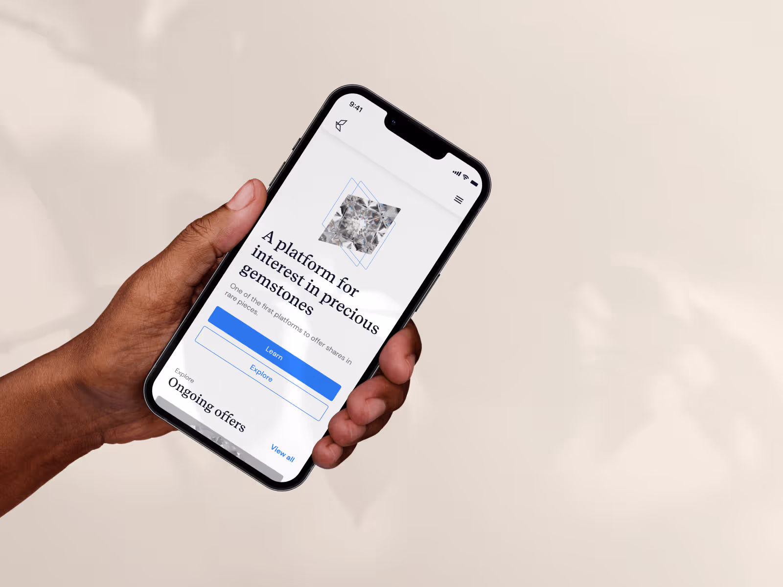 Kimby website screen showing a diamond and its investment value 