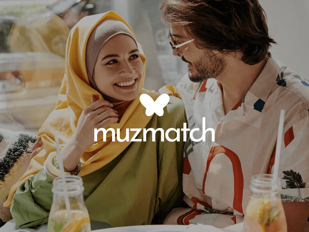 White Muzzmatch logo with picture background