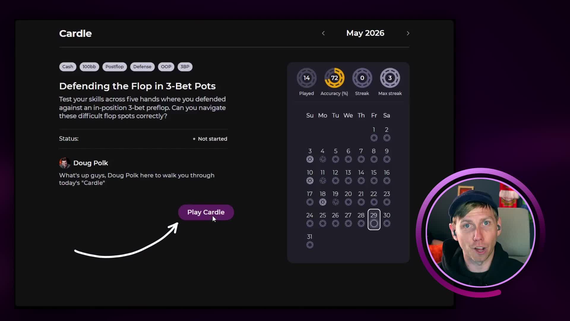 Lucid home screen with the Play Today's Cardle button