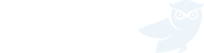Close-up of large white uppercase letters 'O' and 'W' and 'L' on a transparent background.
