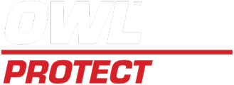 OWL Protect logo with white 'OWL' text above red 'PROTECT' text separated by a thin red line.