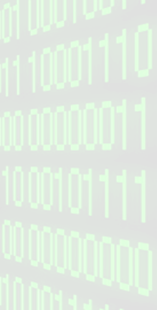 Close-up of green binary code digits on a black digital screen.