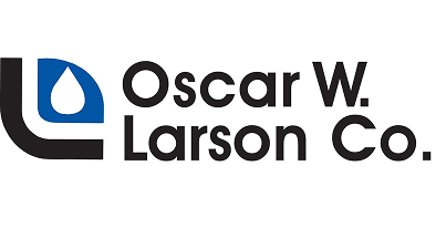 Oscar W. Larson Co. logo with a stylized black and blue geometric design.