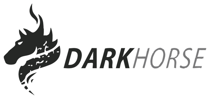 Stylized black horse head logo with flames and the text 'DARKHORSE' to the right.