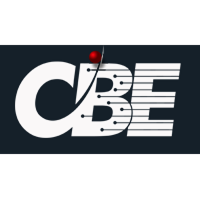 CBE logo with stylized letters and red dot on a dark background.