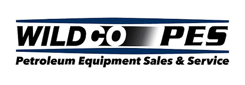 Logo with text Wildco PES Petroleum Equipment Sales & Service with blue and black design lines.
