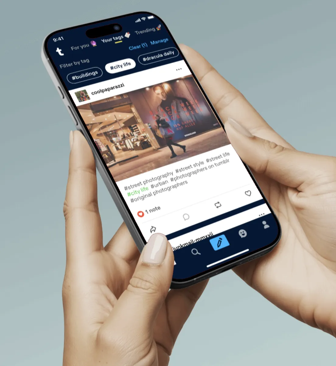 Tumblr mobile app interface