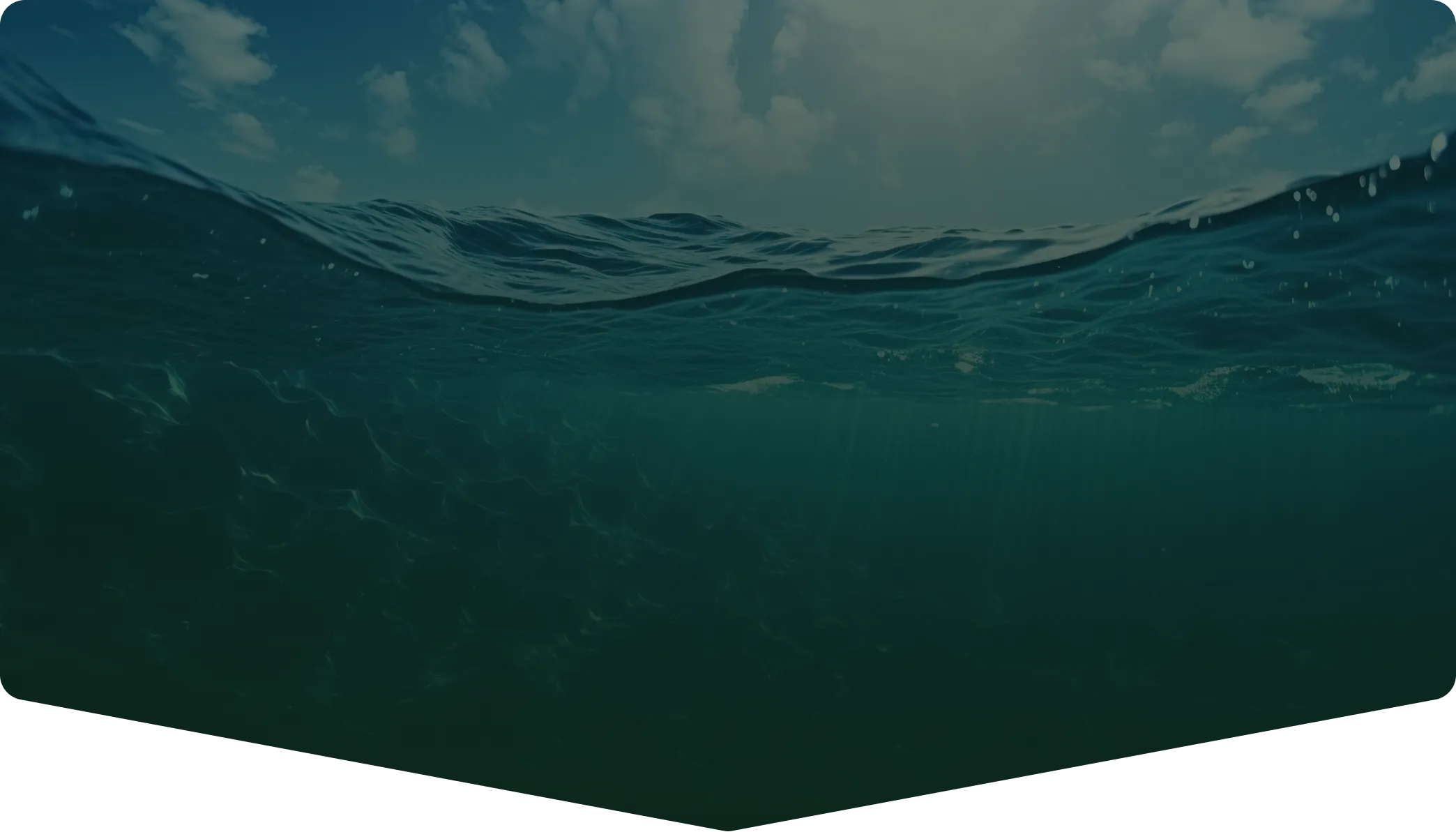 Clean ocean water surface with underwater view