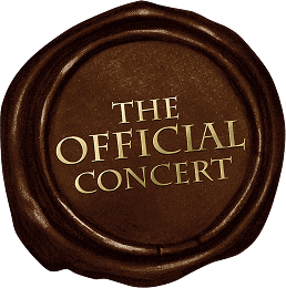 Brown wax seal with gold text reading 'THE OFFICIAL CONCERT.'
