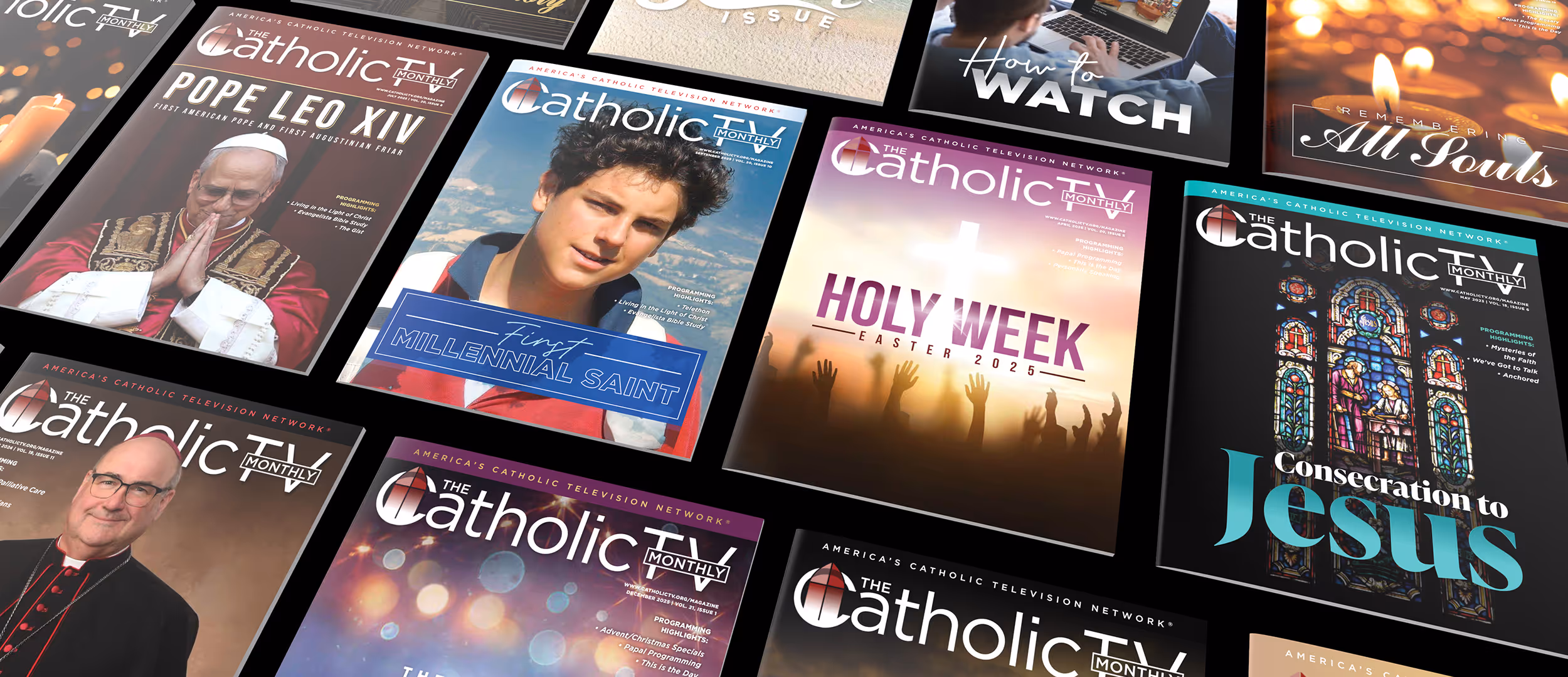 Past issues of The CatholicTV Monthly Magazine