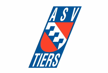 ASV Tiers Logo mit blauen, roten und weißen geometrischen Formen.