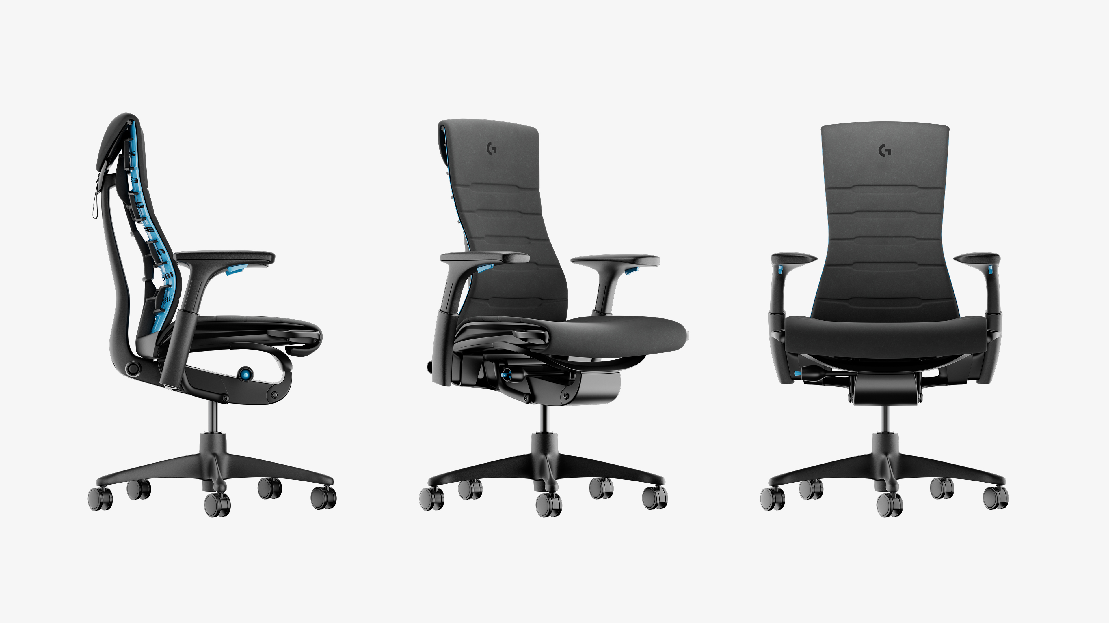 Pack de 3 rendus 3D packshot d'une chaise gaming