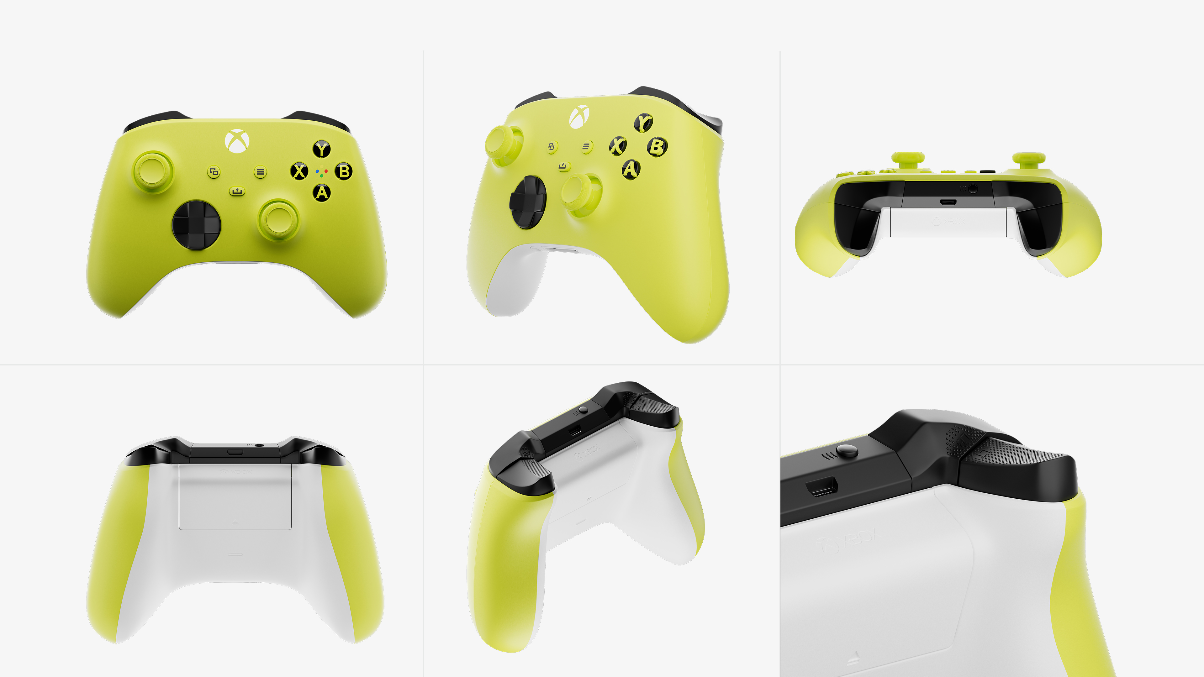 6 images 3D d'une manette xbox jaune