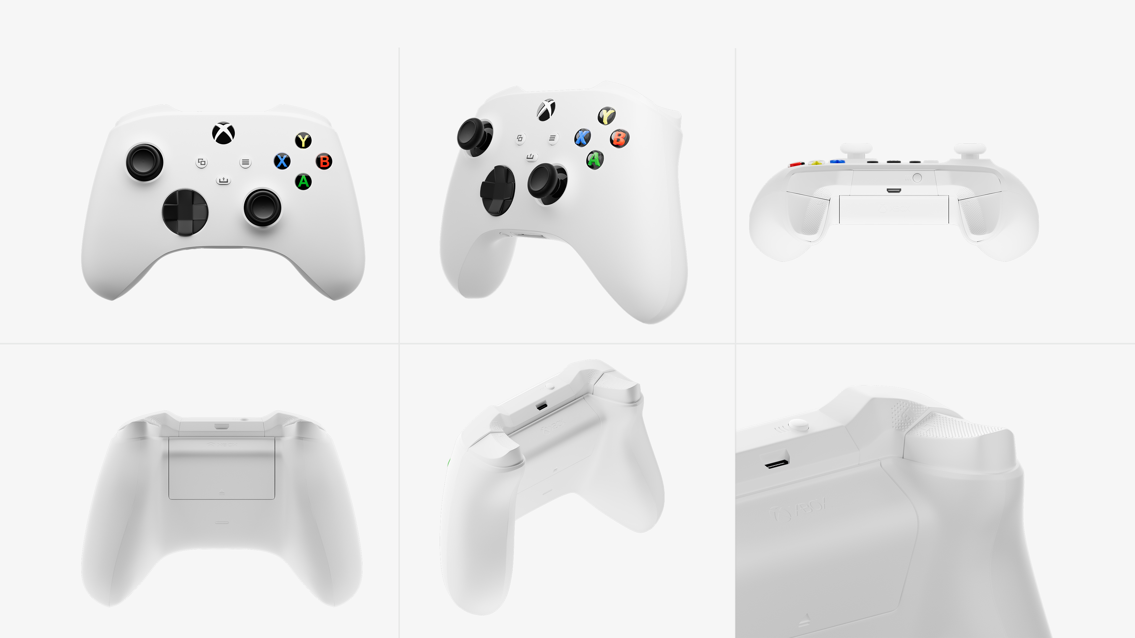 6 images 3D d'une manette xbox blanche
