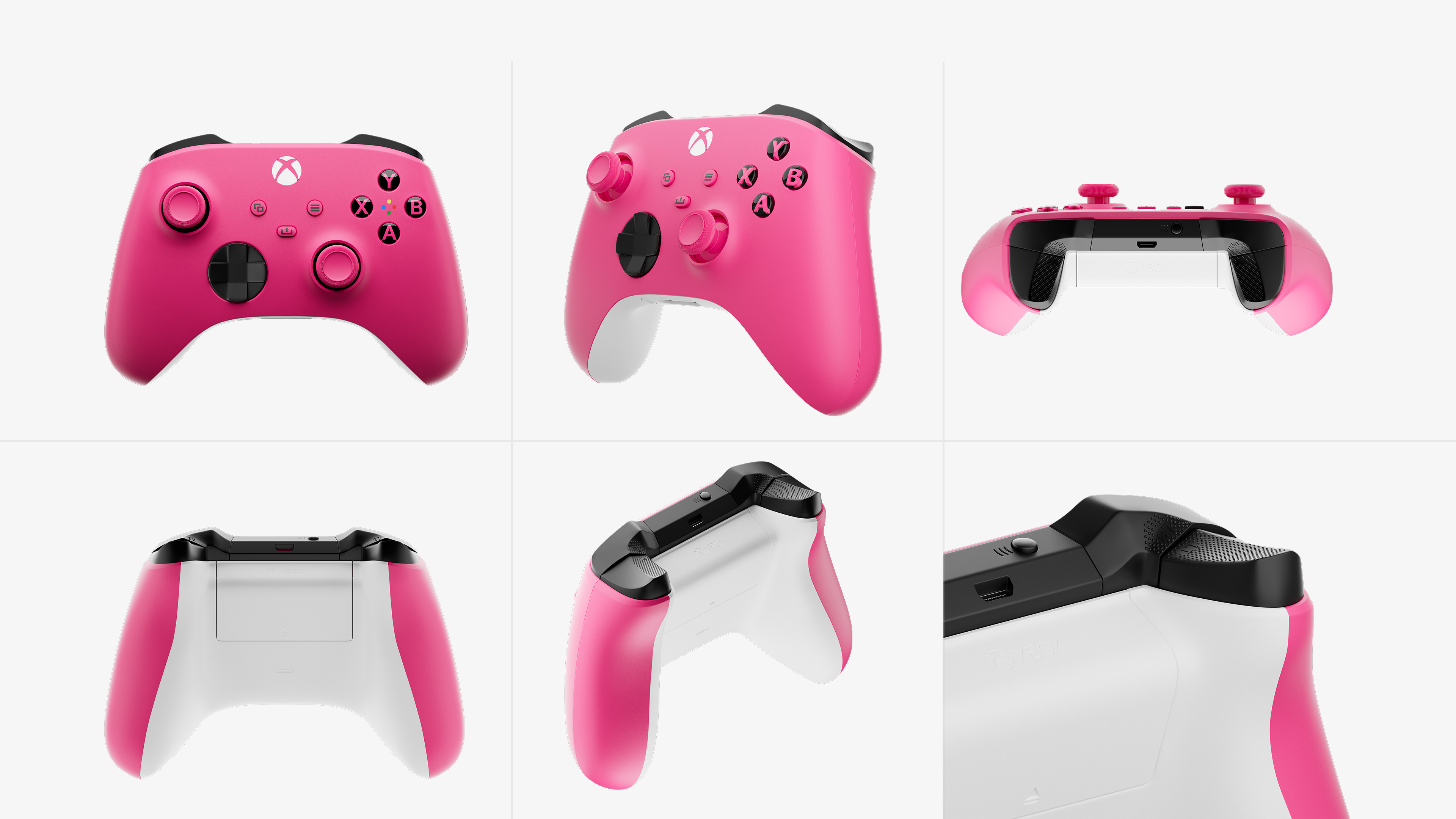 6 images 3D d'une manette xbox rose