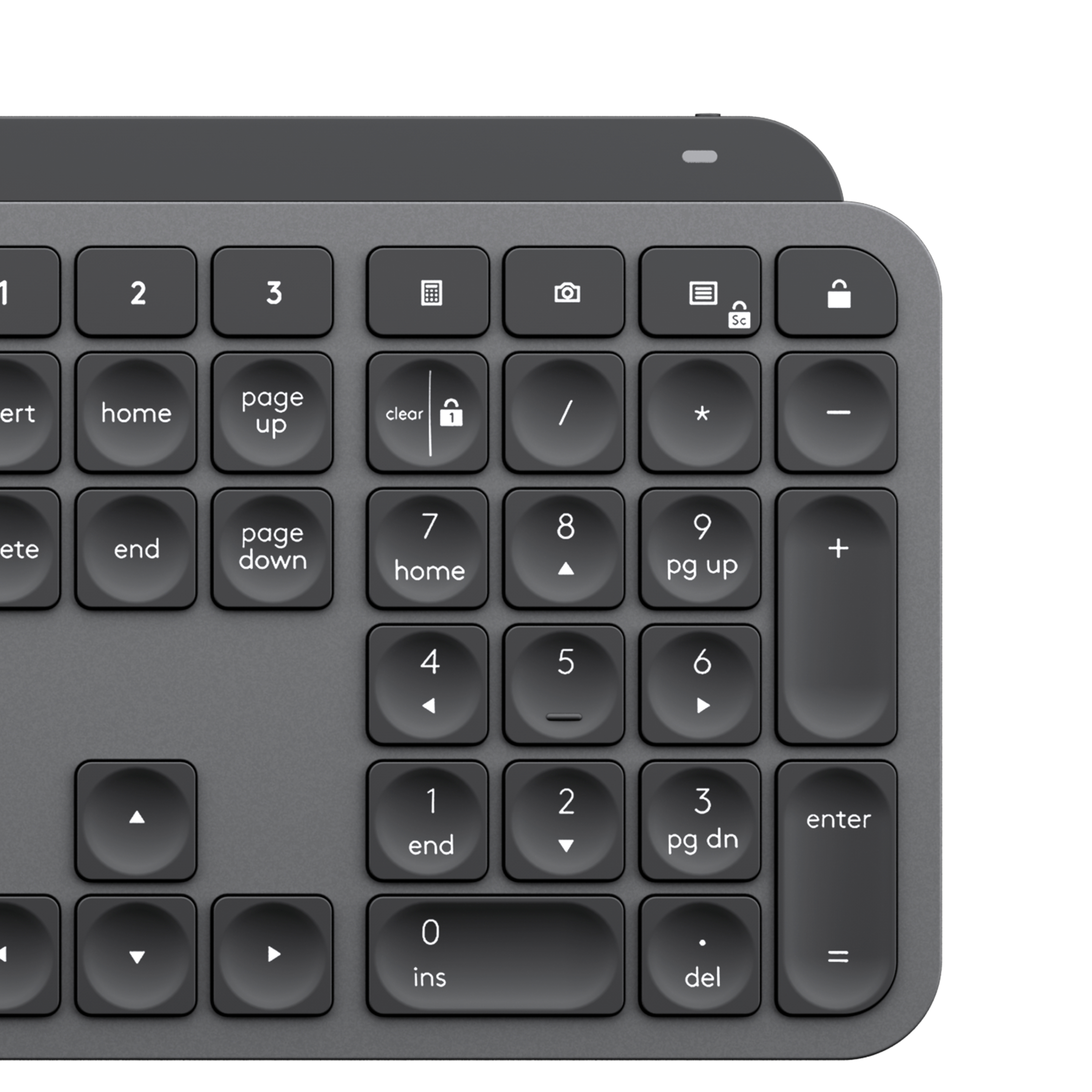 vue 3D de pavé numérique d'un clavier logitech