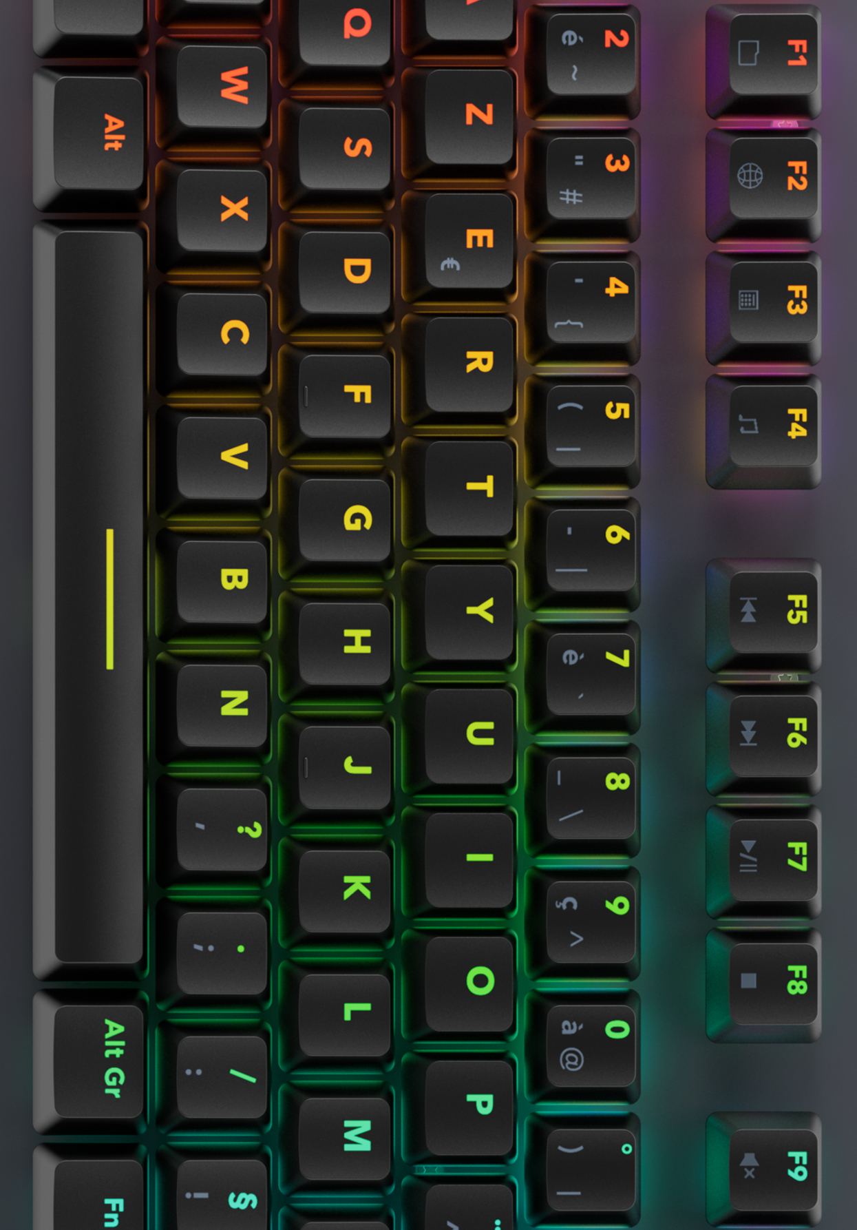 image zoomé d'un clavier rgb gamer