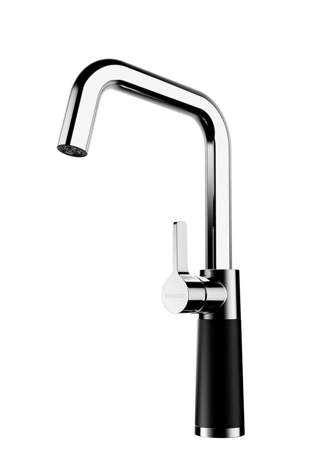 photo d'un mitigeur de cuisine chrome et noir
