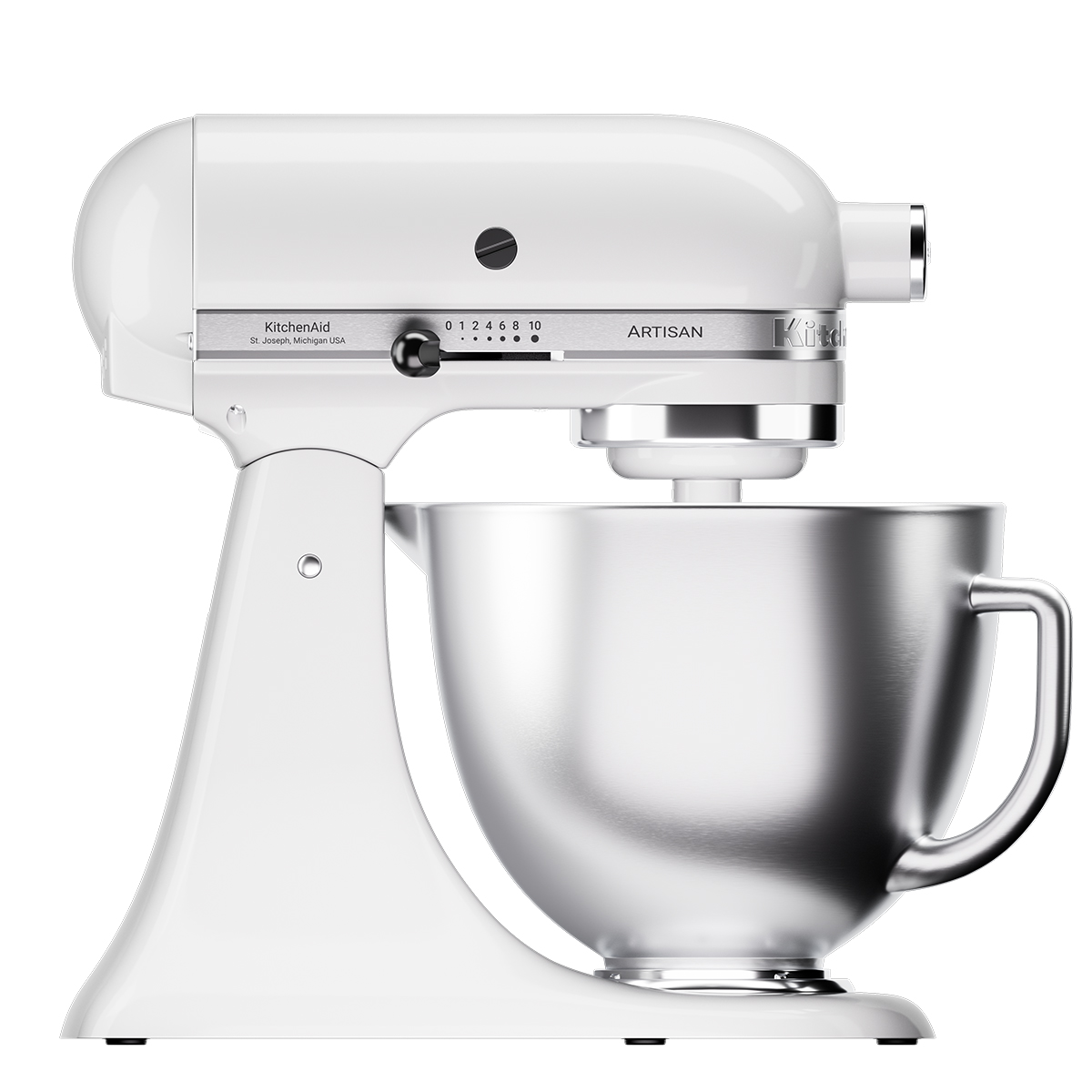 image packshot 3D d'un robot pâtissier KitchenAid blanc