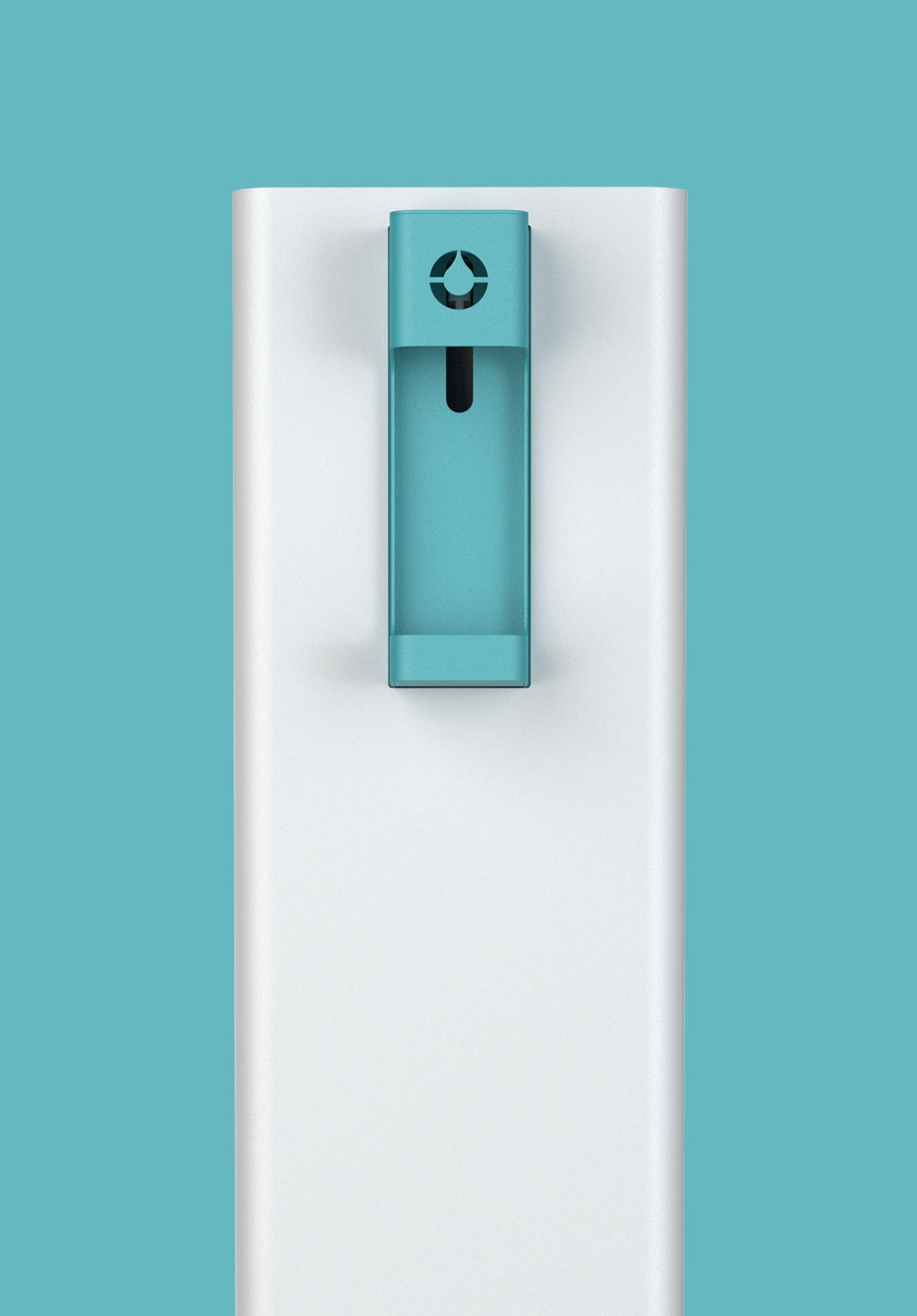 rendu 3D d'un robinet de distributeur de gel hydroalcoolique