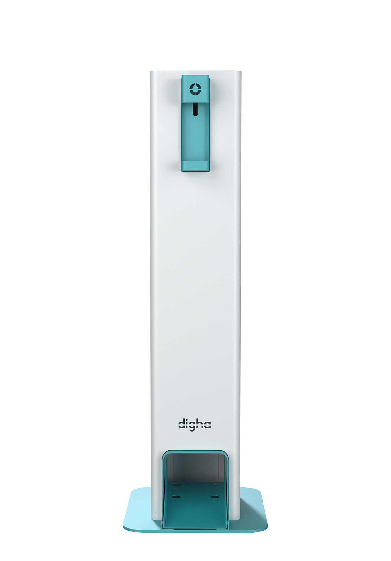 visuel 3D de borne de distribution de Gel hydroalcoolique bleue