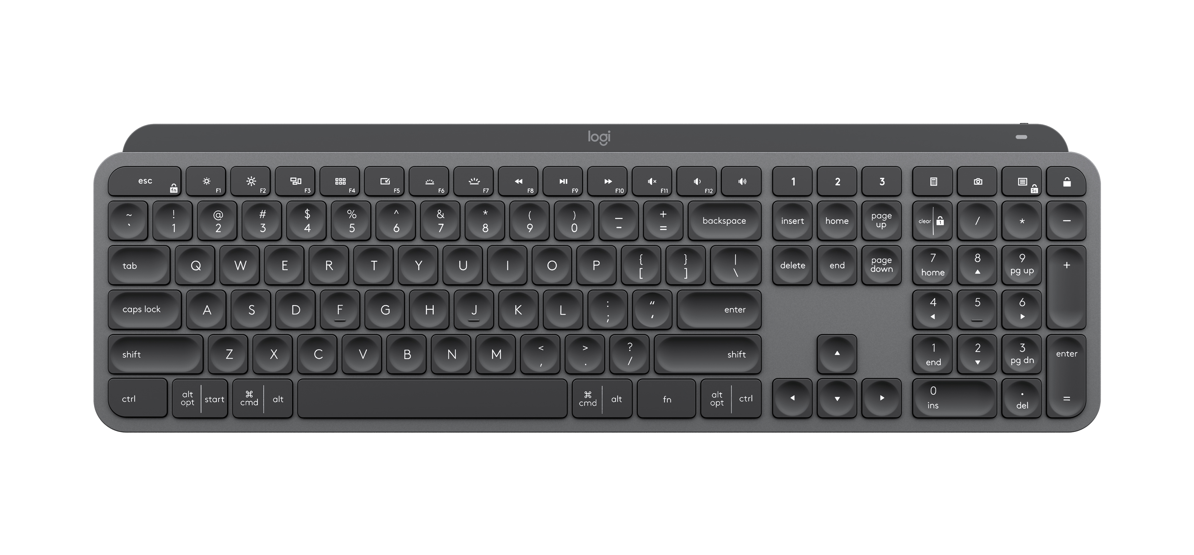 Visualisation 3D d'un clavier Logitech en vue de haut