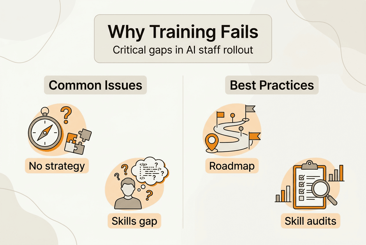 Infographic outlining AI training failures and solutions