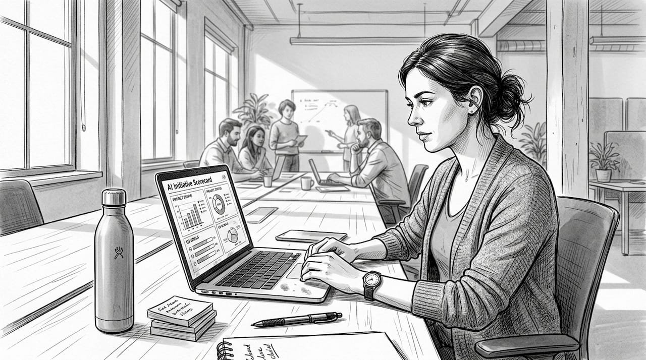 Project manager tracking AI project success metrics