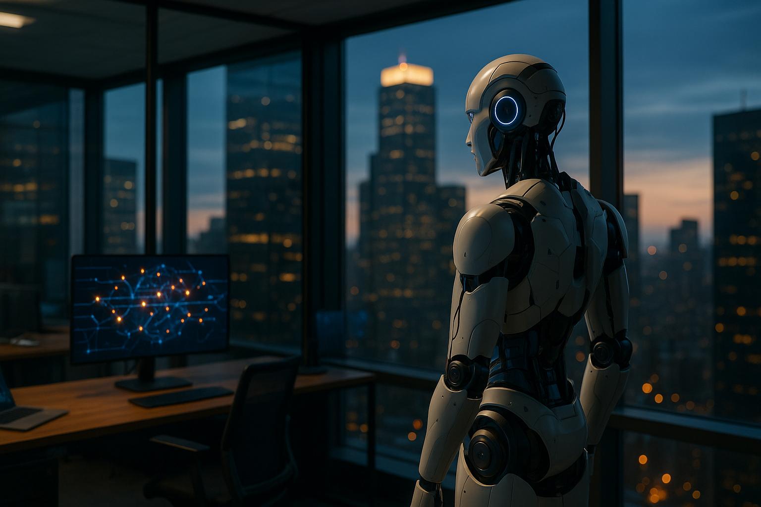 רשת זוהרת של נתיבים דיגיטליים עם גשר יציב המחבר שתי פלטפורמות, המסמלת כיצד iForAI מגשרת על פער ביצועי ה-AI מרעיונות לפתרונות משולבים.