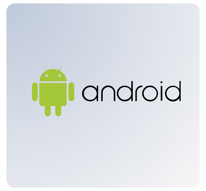 Green Android robot logo next to the word 'android' in black text on a light gray background.