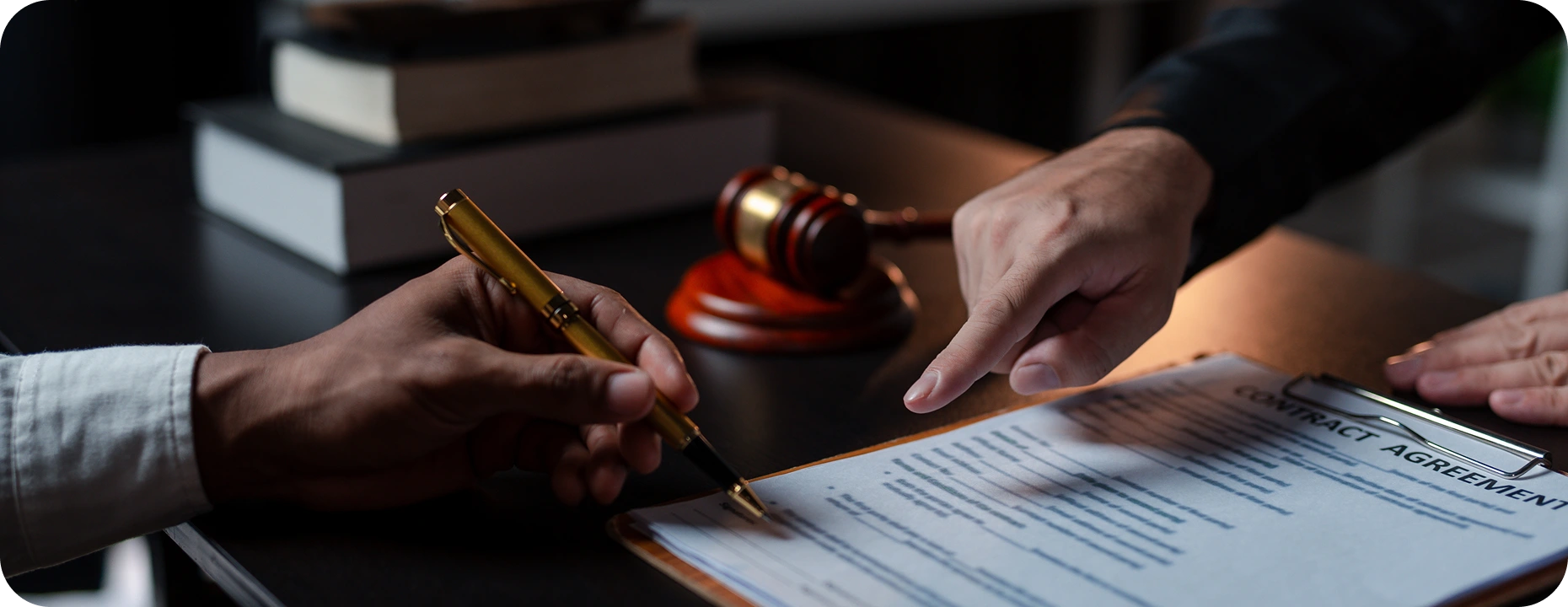 a person signing a document