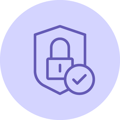 Security icon featuring a shield and a lock symbol for data protection and cybersecurity.