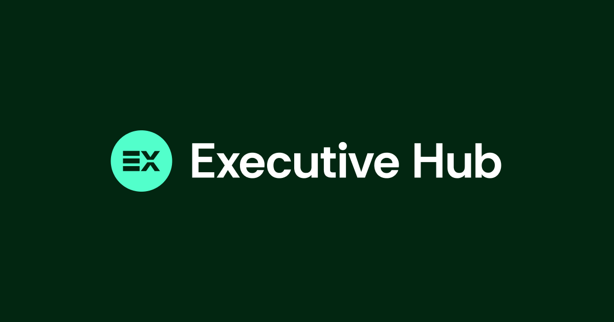 Executive Hub logo with stylized EX letters inside a green circle on a dark background.