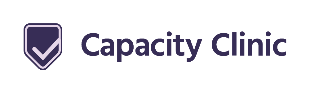 Capacity Clinic logo with a purple shield
