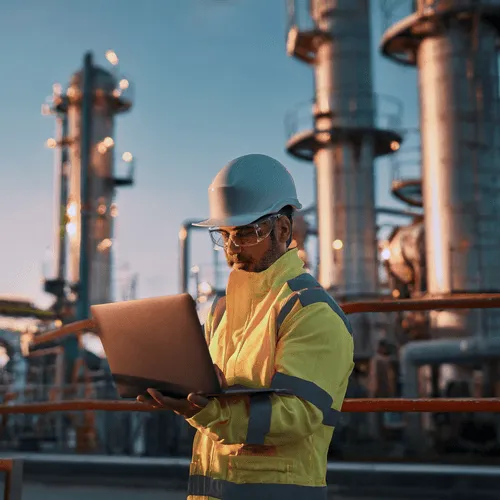 An energy company technical employee at work