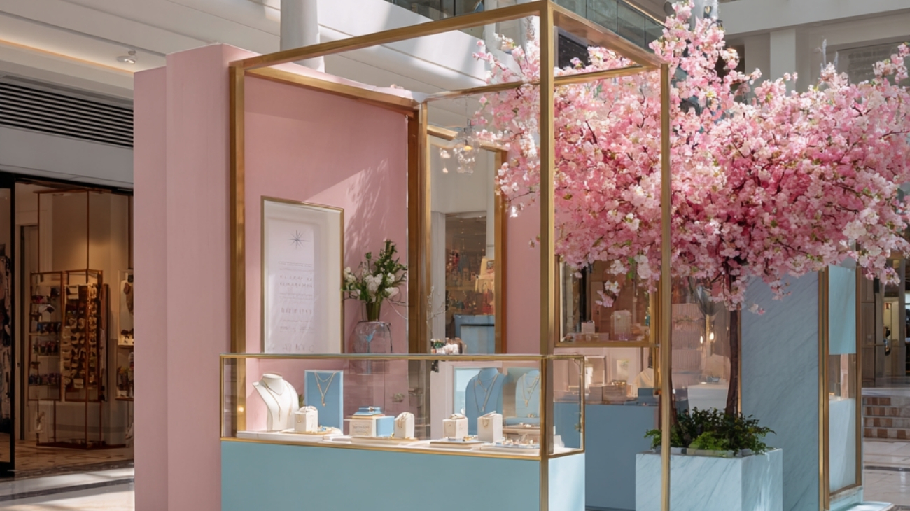 Freestanding digital screen used as interactive pop up retail display.