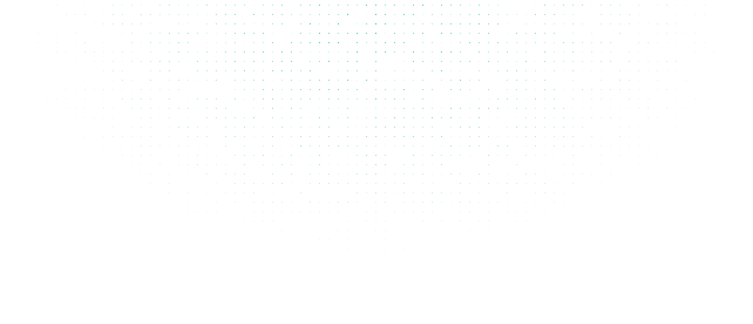 Abstract pattern of evenly spaced small green squares forming a semicircle on a black background.