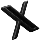 Black capital letter X in bold with slight 3D shading.